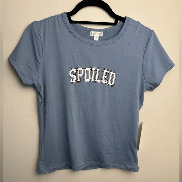 Orange Kiss Tops - ORANGE KISS Blue T-shirt Spoiled Word NWT